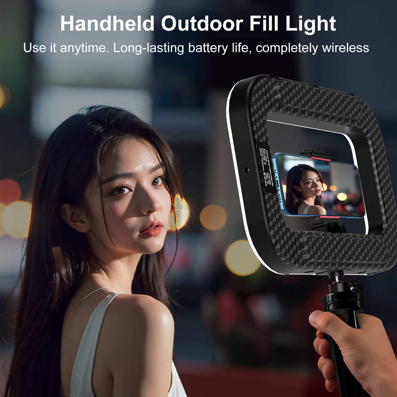 Photography Lighting Spotlight - Rechargeable Cell Phone Light Handheld Phone