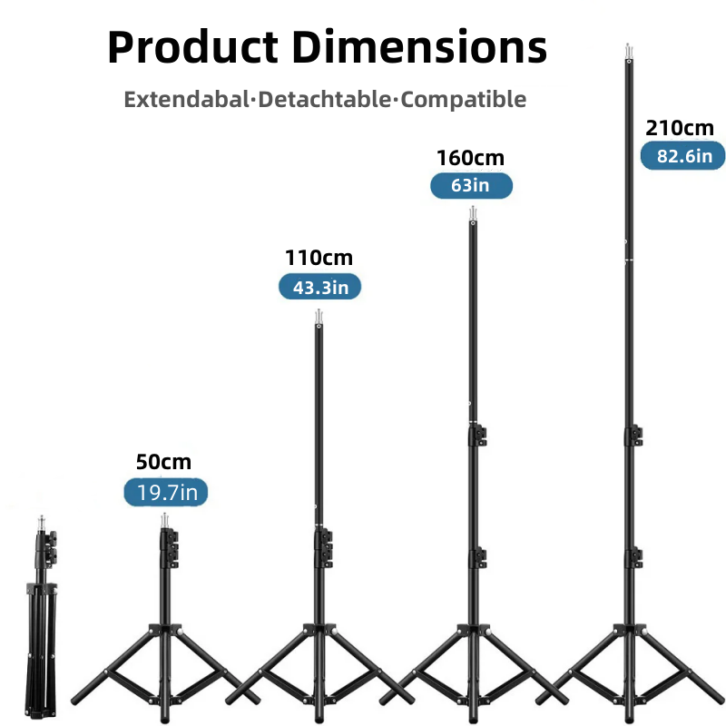 Photography Video Lighting Kit With Adjustable Tripod Stand - RP01-B Heavy Duty Metal Alloy Light